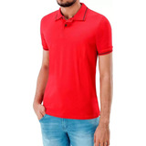 Camisa Polo Manga Curta Masculina Slim Ogochi Vermelha