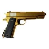 Lanzador Airsoft Colt 1911 Dorada Con Funda Rígida