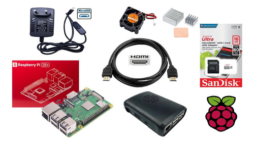Kit Raspberry Pi 3 Model B+ Plus, Sd 16gb, Fonte,case,cooler