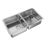 Pileta Bacha De Cocina Doble Johnson Quadra Q76 Acero Inox