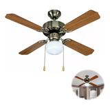 Ventilador De Techo 4 Aspas Luz Integrada Bronce 3 Velocidad