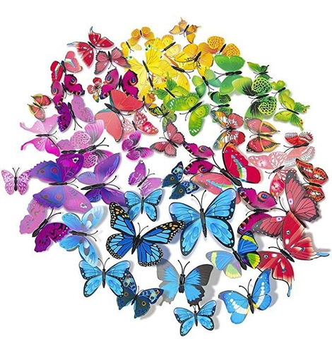 Juego De 84 Pegatinas De Pared De Mariposa Multicolor 