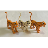 Playmobil Tigre Naranja Y Blanco Lote Con 3 Usados Zoológico