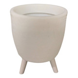 Vaso P/ Flores 20cm Com Tripé De Madeira Plantas Decorativas Cor Branco