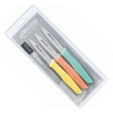 Set De 3 Cuchillos Mondadores Cocina Arcos Premium Colores  