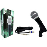Microfone De Mão Fio 5 Mts Leson Ls50 Dinamico Metal Ls-50