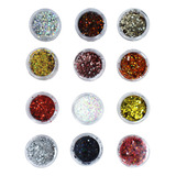 12 Glitter Encapsulado Flocado Pedrarias Caviar Strass Unhas Cor Hs-715