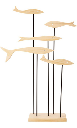 Decoração Escultura Cardume Peixes Enfeite Prateleira Sala