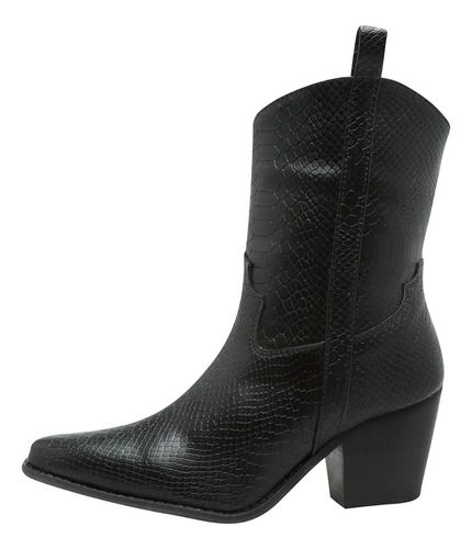 Botas Vaqueras Dama Negras Botin Mujer Croco Moderno