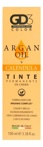 Tinte Permanente En Crema Gd3 Argán Oil Rinde 2 Aplicaciones