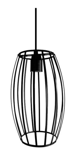 Colgante 1 Luz Barril Negro  Apto Led 25cm Deco Design 