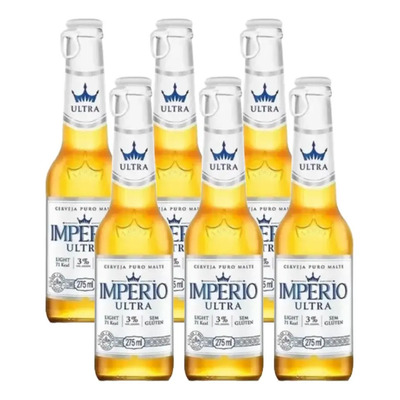 6un Cerveja Império Ultra Light Low Carb Sem Glúten 275ml | Frete grátis