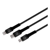 Cable Mobo Multipuntas Tipo C, Lightning, Micro Usb 1m 2a