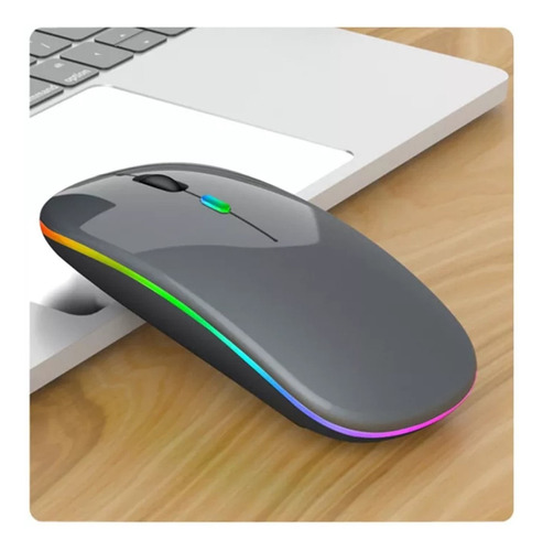 Mouse Sem Fio Recarregável Wireless Led Rgb Ergonômico Nov Cor Cinza-claro