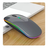 Mouse Sem Fio Recarregável Wireless Led Rgb Ergonômico Nov Cor Cinza-claro