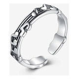 Anillo Ajustable Música Notas Musicales 100% Plata S925 