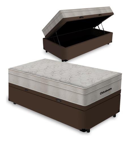 Cama Box Baú Solteiro King + Colchão De Molas O Airtech 96cm