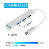 Multipuerto Usb Hub Tipo C 4 Puertos Metalica  