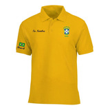 Camiseta Tipo Polo Brasil Personalizada Logos Bordados