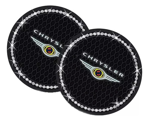 Par Portavasos Silicon Negro Con Logo Para Carro, 7cm Chrysler PT Cruiser