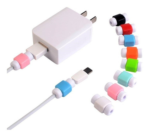 100 Pz Protector Cable Colores Datos Usb Para iPhone Android