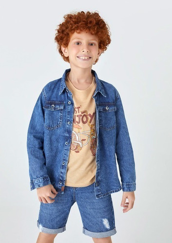 Camisa Jeans Infantil Manga Longa Hering Kids