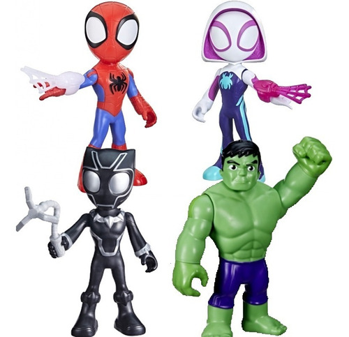 Kit Boneco Ghost +hulk + Homem Aranha E Pantera Negra 22cm