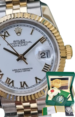 Relógio Rolex Datejust Branco Misto 36mm Base Eta 3035 Caixa