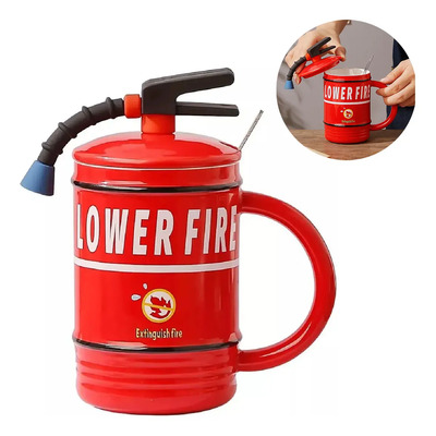 Taza Cerámica En Forma De Extintor Regalos Hombres Original