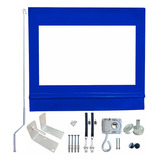Toldo Retratil Cortina 3,74 X 2,50 Kit Cor Azul - Transparente No Meio