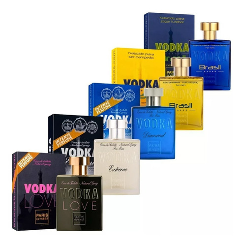 Kit 5 Vodka Paris Elysees Atacado Revenda Perfumes 100ml