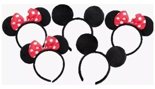 12 Diademas Orejas Ratón Mickey Mouse Minni Fiesta Infantil 