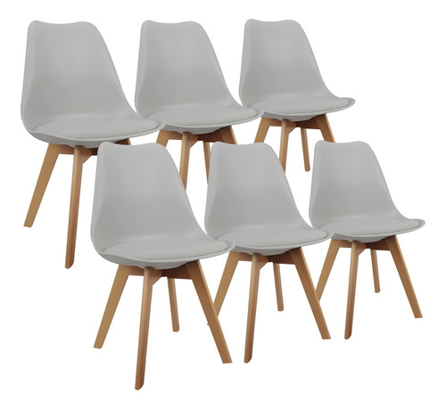 Sillas X6 Eames Tulip Comedor Almohadón Patas Madera Ct