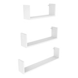 Kit 3 Nicho Prateleira U 20/30/40 Branco Mdf Decorativo