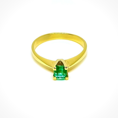 Anillo Oro 18k Esmeralda De Muzzo Solitario T17