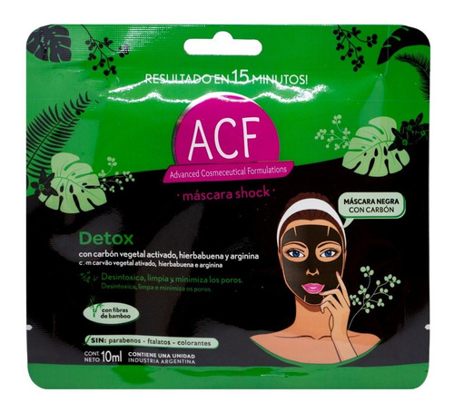 Acf Mascara Facial Detox Carbon Activado Limpia Hidrata Tipo De Piel Todo Tipo De Piel