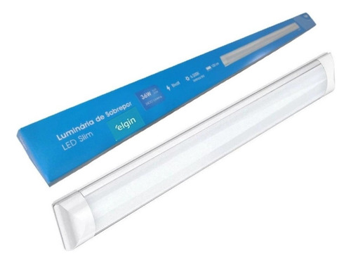 Luminaria Tubular Led Sobrepor Slim 40w 6500k 120cm Calha