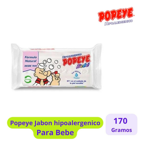 Popeye Jabon Barra Bebe Hipoalergenico - 170g