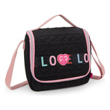 Lancheira Térmica Bolsa Feminina Love Preto Para Marmita Cor Preto-rosa