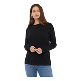 Sweater Mujer Rib Trenzado Negro Corona