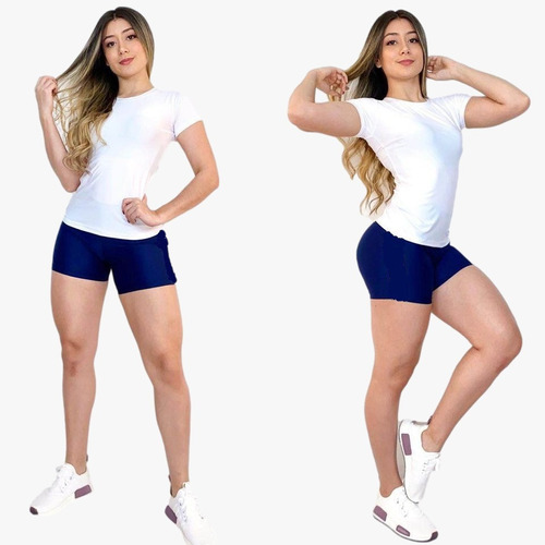 Conjunto Gym Para Mujer Short+blusa Con Manga