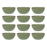 Set X 12 Cazuela Esmaltada Apilable 14 Cm Verde Vintage 