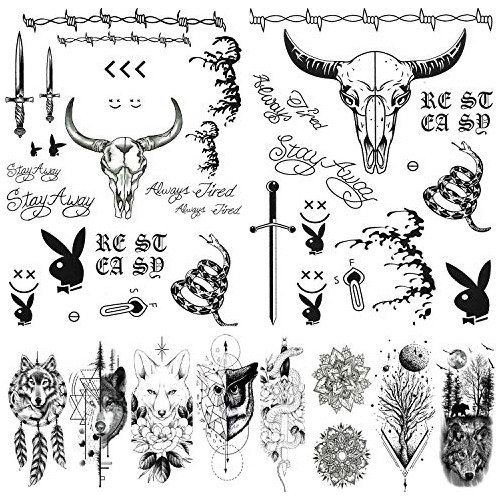 Tatuaje Temporale - 12 Sheets Post Malone Face Tattoos Set, 