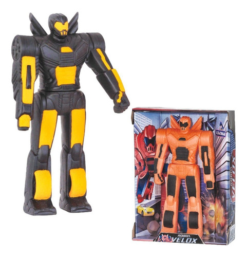 Boneco Ação Robô Velox Robot Brinquedo Menino Cor Amarelo E Preto