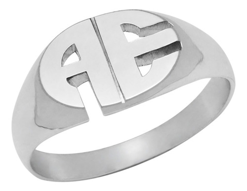 Anillo Sello Oval Personalizado 2 Iniciales Plata 925 Unisex