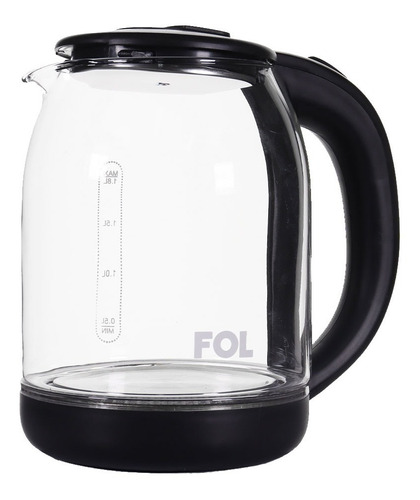 Tetera Hervidor Eléctrico Agua Vidrío Resistente Cocina 1.8l Color Negro