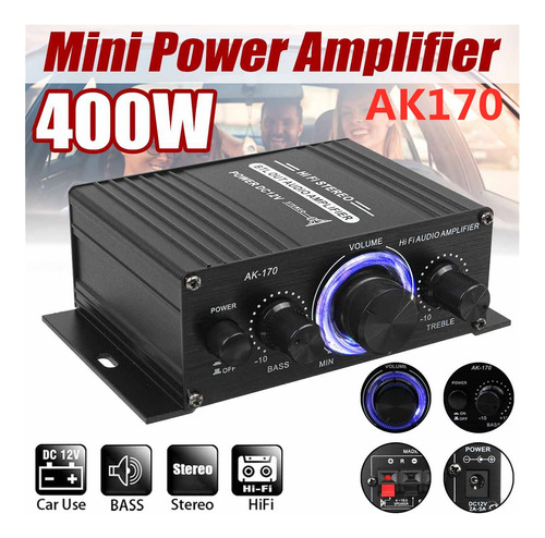 Amplificador De Potencia Ak380/370/270/170 800w 12v Hifi,