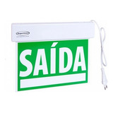 Placa Balizamento Bivolt Saída Emergência Led Dup. Face Cor Verde E Branco 110v/220v