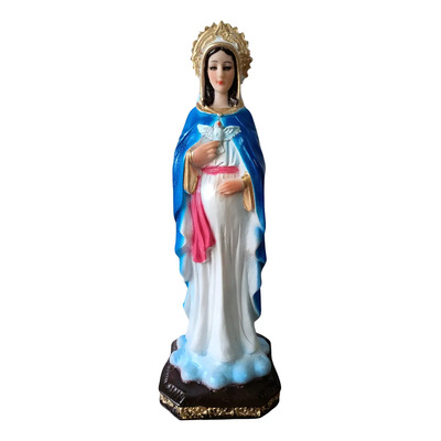 Estatua Virgen Dulce Espera Resina Ojos Cristal 30cm Art Mx | Meses sin interés