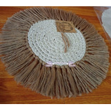 Carpeta Crochet Y Macramé Tejido Artesanal 35 Cm Flecos